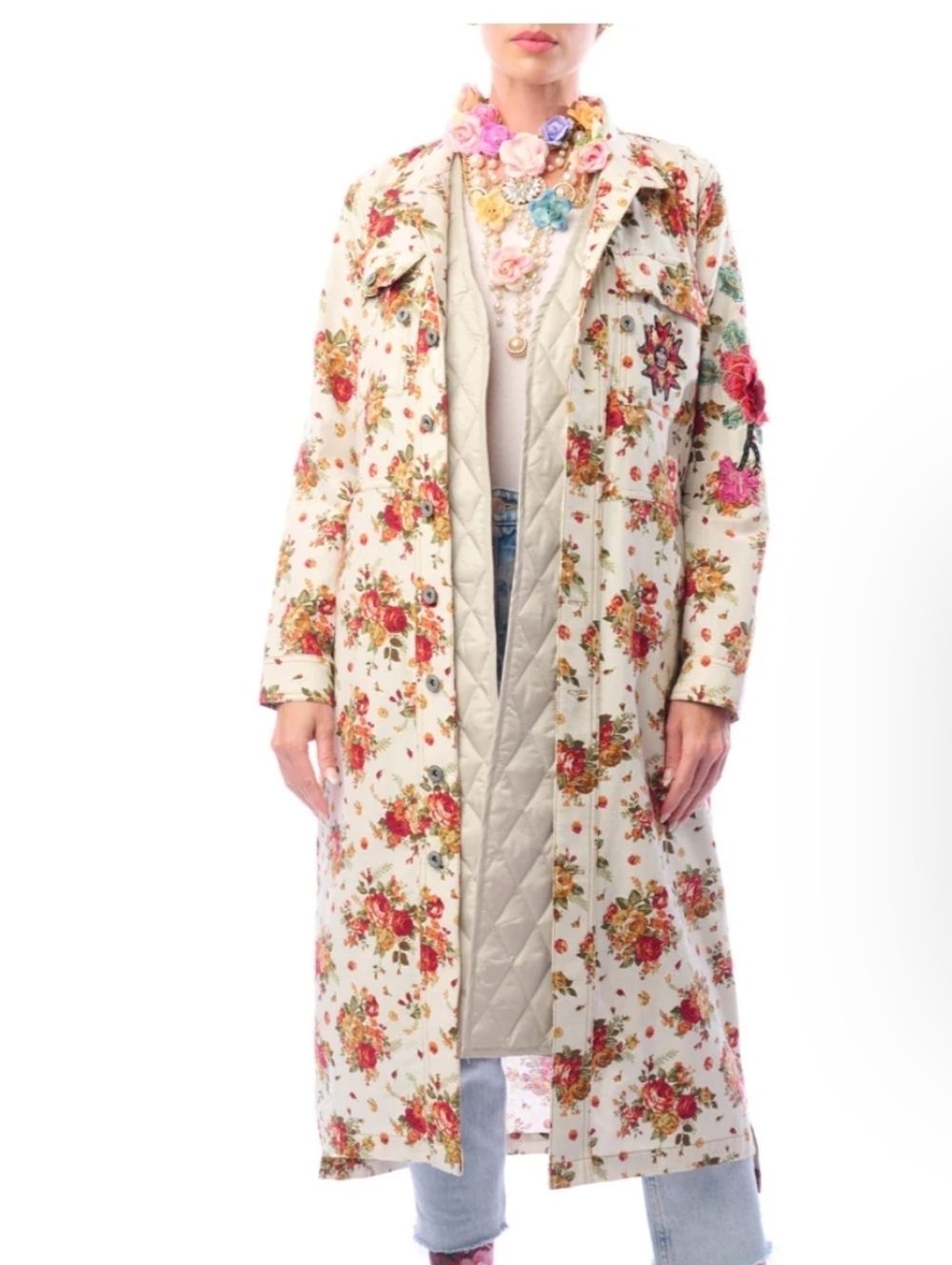 NWT Aratta Vintage Ivory Floral - Cara Delvinge Coat Style - Small